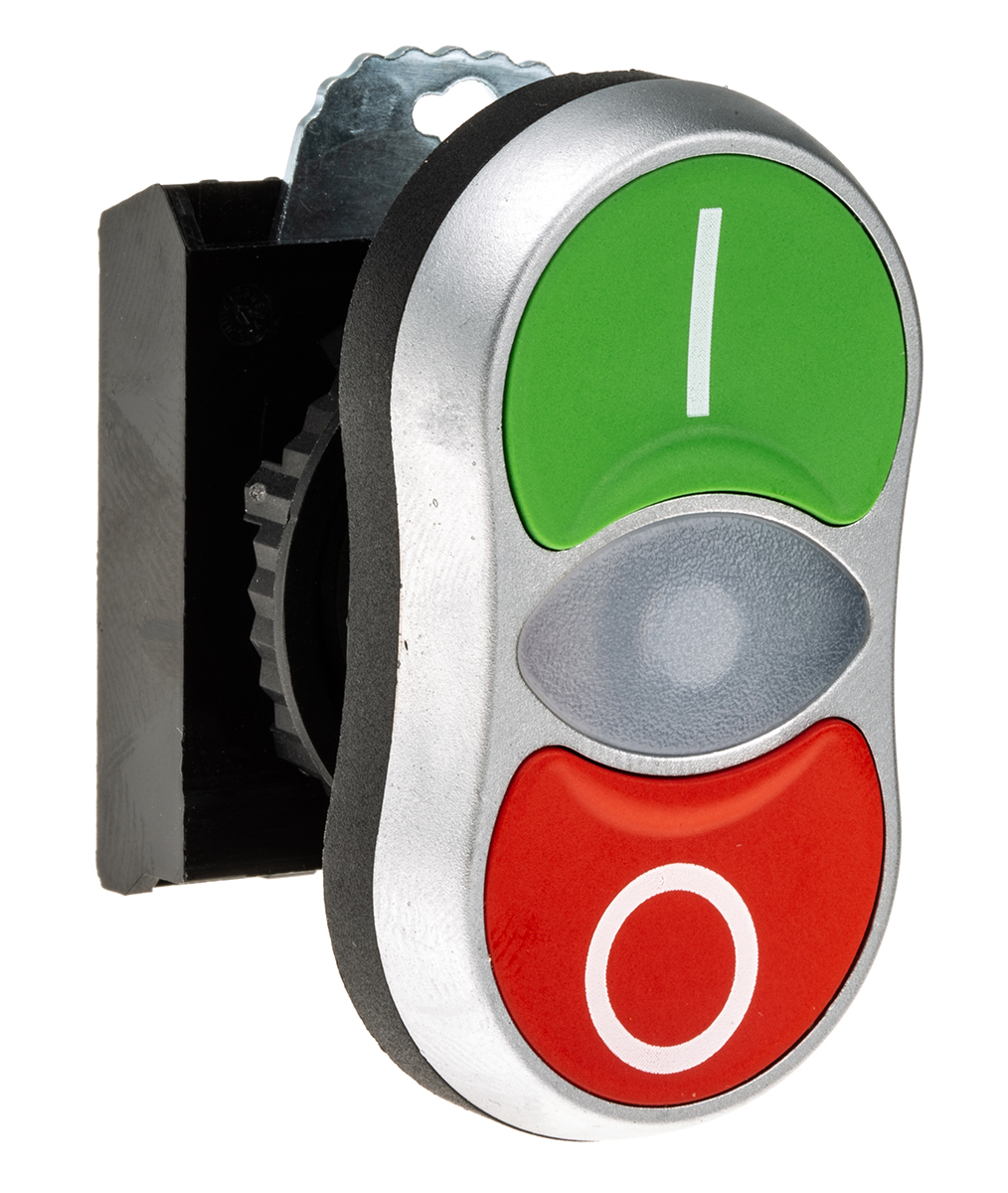 BACO Green, Red Spring Return Push Button Head, 22 mm Cutout, IP66