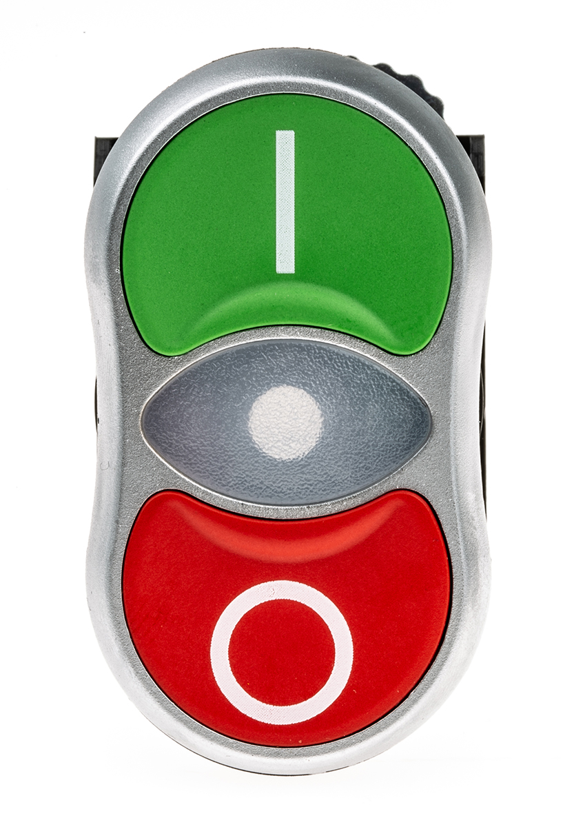 l61qh21 BACO Green, Red Spring Return Push Button Head, 22 mm Cutout, IP66