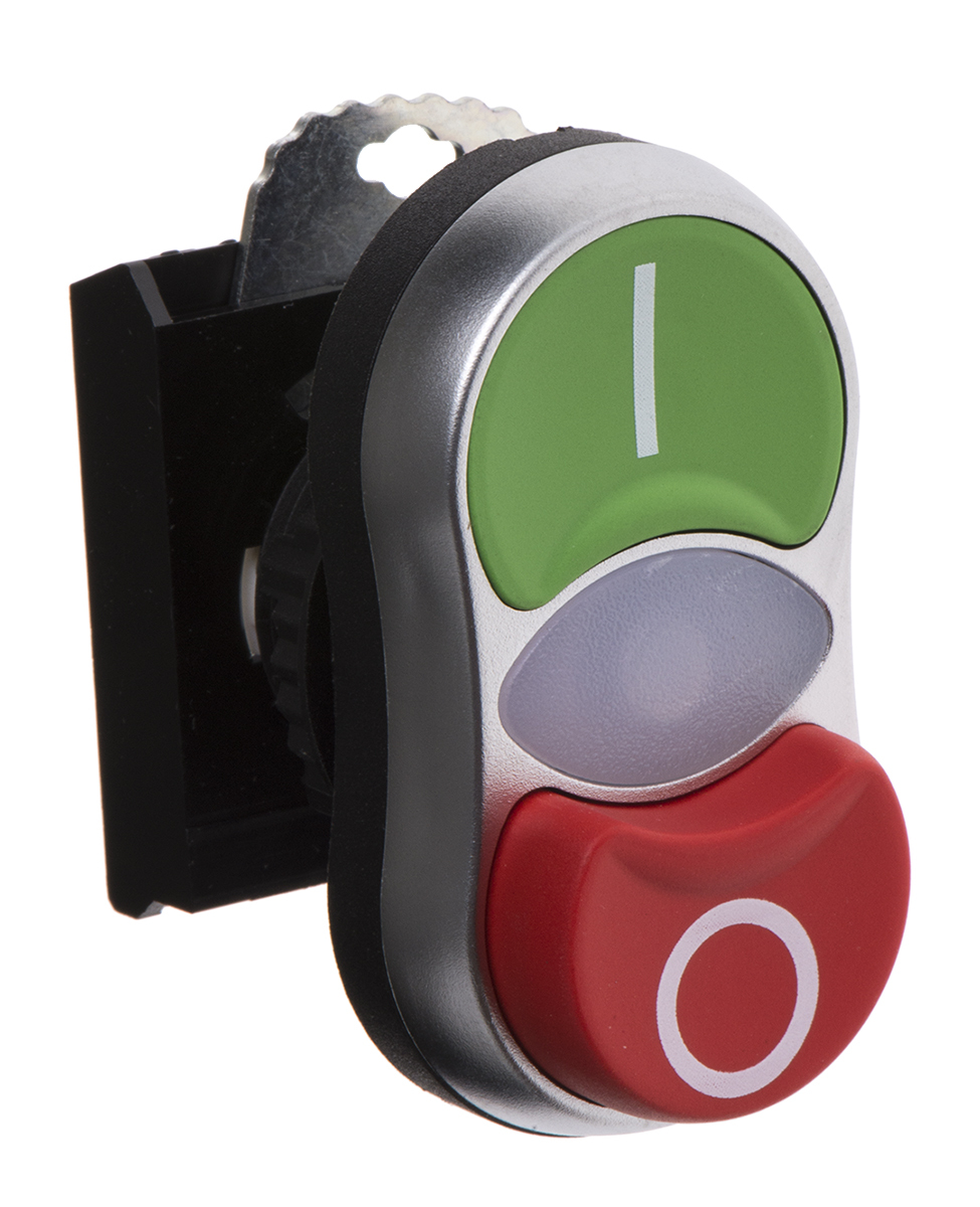 BACO Green, Red Spring Return Push Button Head, 22 mm Cutout, IP66