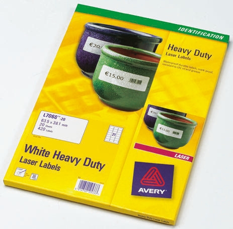 Avery White Adhesive Heavy duty Label Sheet, Pack of 40 Per Pack