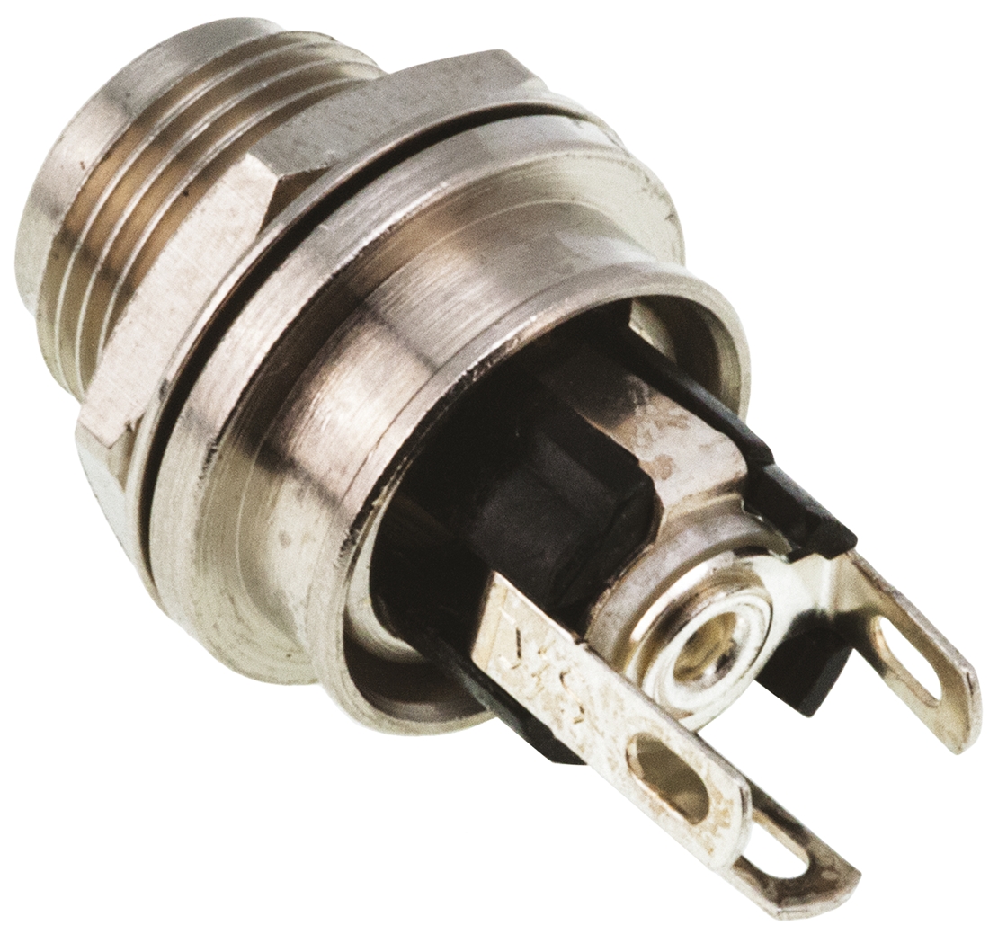 l712as Switchcraft Straight DC Socket 5A, 30.0V, Panel Mount, length 26.3 mm, Silver, IP68