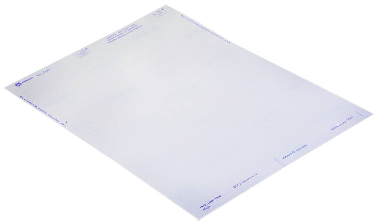l7163-100 Avery White Adhesive Address Label Sheet, Pack of 100 Per Pack