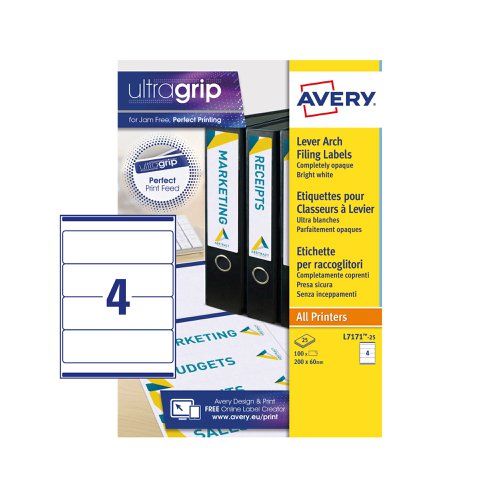 Avery White Adhesive High Visibility Label Sheet, Pack of 25 Per Pack
