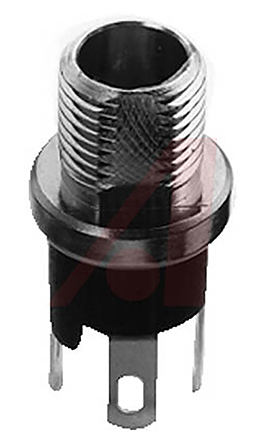 Switchcraft, L7 Straight DC Socket 5A, 12.0V, Panel Mount, length 20.8 mm, Silver
