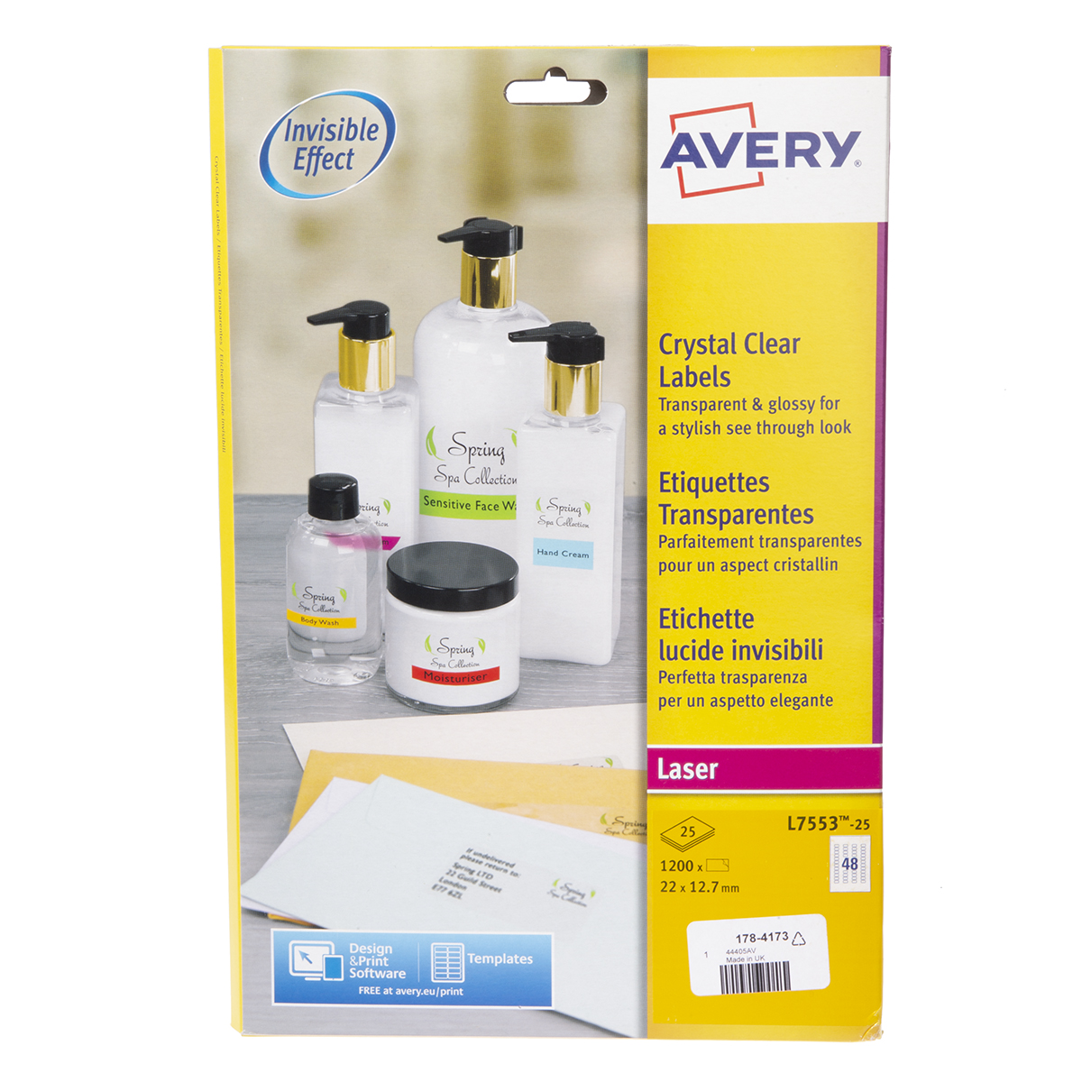 Avery Transparent Adhesive Multi Purpose Label Sheet, Pack of 1200 Per Pack