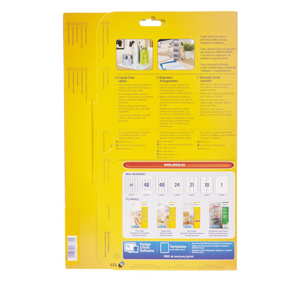 l7553-25 Avery Transparent Adhesive Multi Purpose Label Sheet, Pack of 1200 Per Pack