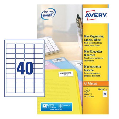Avery White Adhesive High Visibility Label Sheet, Pack of 25 Per Pack