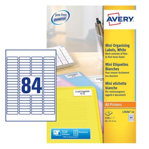Avery White Adhesive High Visibility Label Sheet, Pack of 25 Per Pack