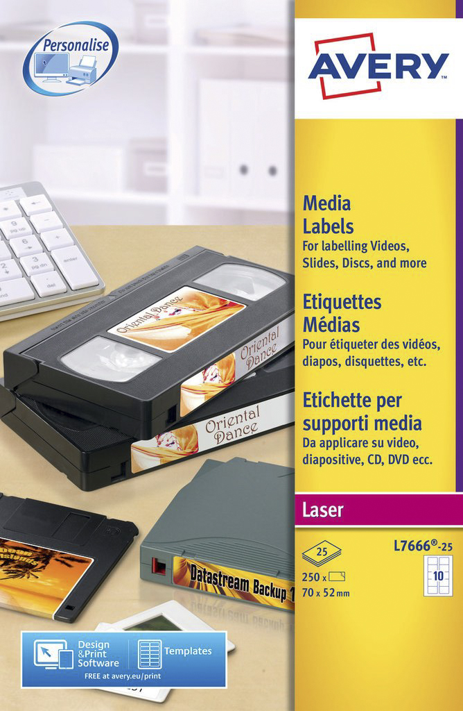 l7666-25 Avery White Adhesive CD & DVD Label Sheet, Pack of 25 Per Pack