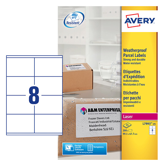 l7993-25 Avery White Laser Printer Label