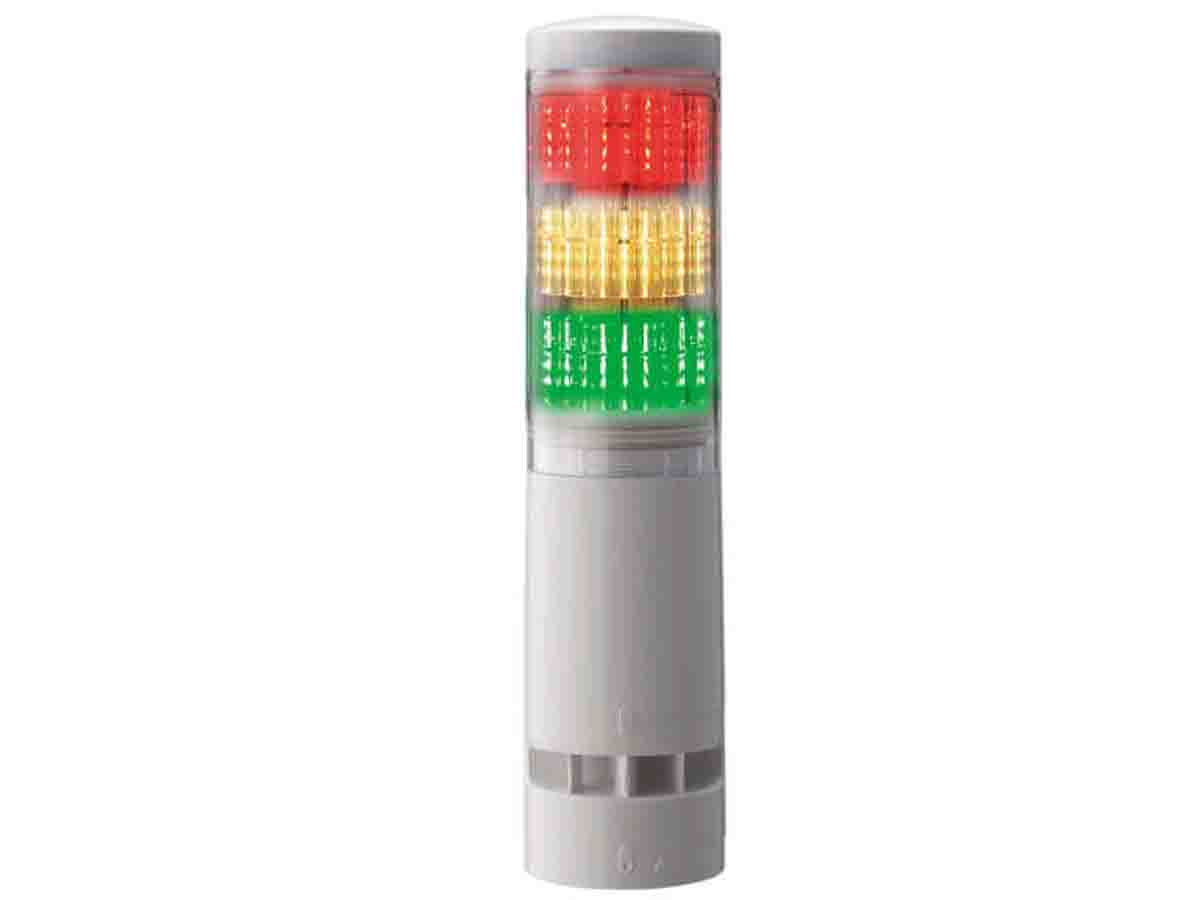 Patlite LA6 Series Clear Signal Tower Buzzer, 3 Lights 24V dc Direct