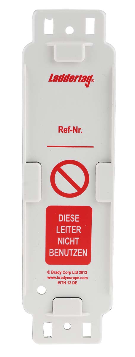Brady Red on White Safety Ladder Tag, German Language, 10 Per Pack per Pack