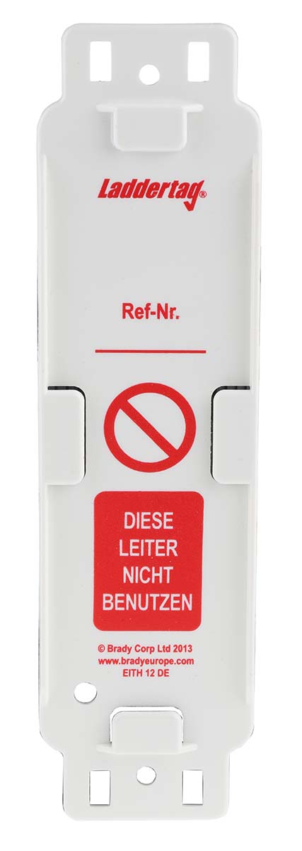 Brady Red on White Safety Ladder Tag, German Language, 1 Per Pack per Pack