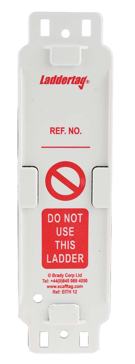 Brady Red on White Safety Ladder Tag, English Language, 10 Per Pack per Pack
