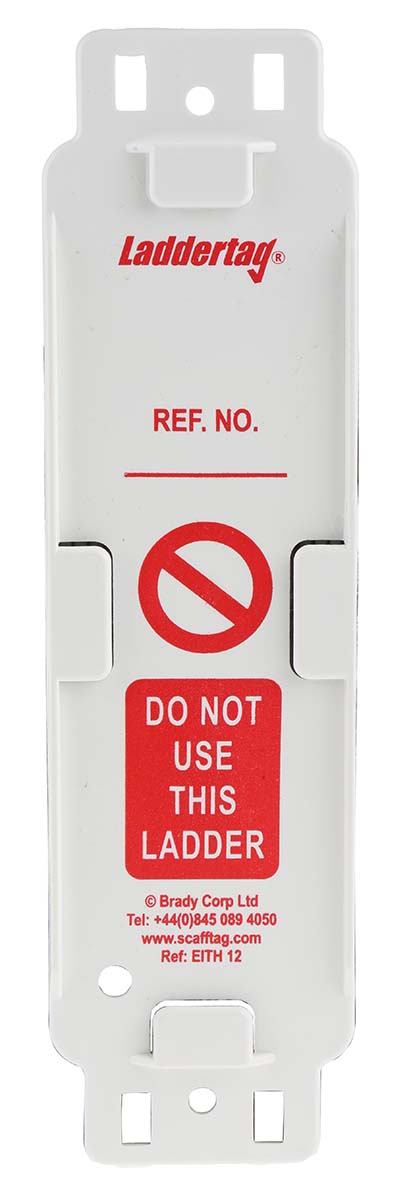 lad-gb-eith-l12-a Brady Red on White Safety Ladder Tag, English Language, 1 Per Pack per Pack