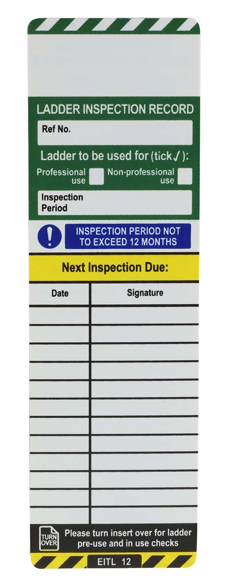 Brady Black, Yellow, Green, White Safety Ladder Tag, English Language, 1 Per Pack per Pack