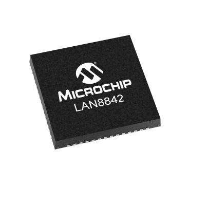 Microchip LAN8842-V/8JX, Ethernet Transceiver, 1.1 V 1 Gbps MAC, 56-Pin 3.3V VQFN