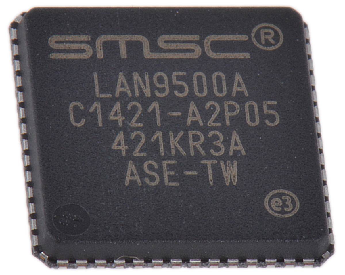 Microchip LAN9500A-ABZJ, Controller IC, 3.3 V 100 Mbps USB, 56-Pin 3.3V QFN