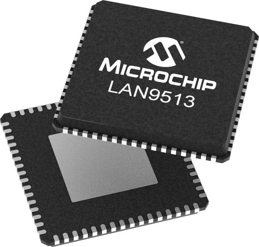 Microchip LAN9513-JZX-TR, USB Controller IC, 1.2 V 100 Mbps USB, 64-Pin 3.3V QFN