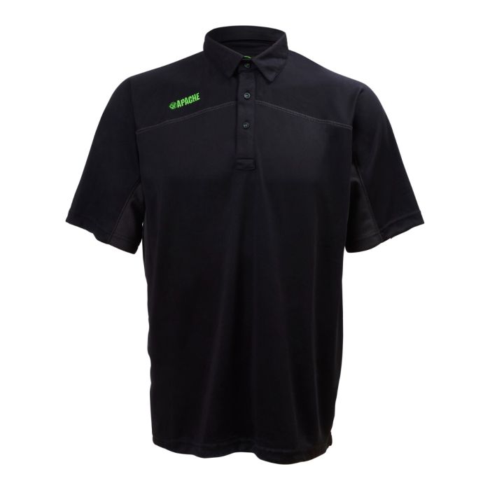 Apache Langley Black 100% Polyester Polo Shirt S
