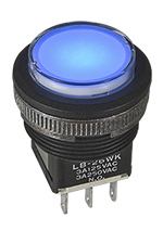 NKK Switches LB Series Illuminated Push Button Switch, On-On, Snap-in, 22 mm Cutout, SPDT, IP65, 30 V dc 250 V ac