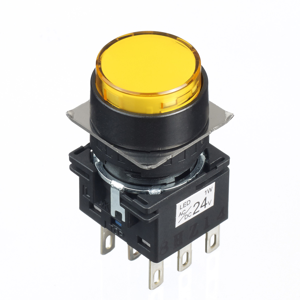 Idec LB Series Illuminated Push Button Switch, Momentary, 16 mm Cutout, DPDT, Yellow LED, IP65, 30 V dc 125 V ac