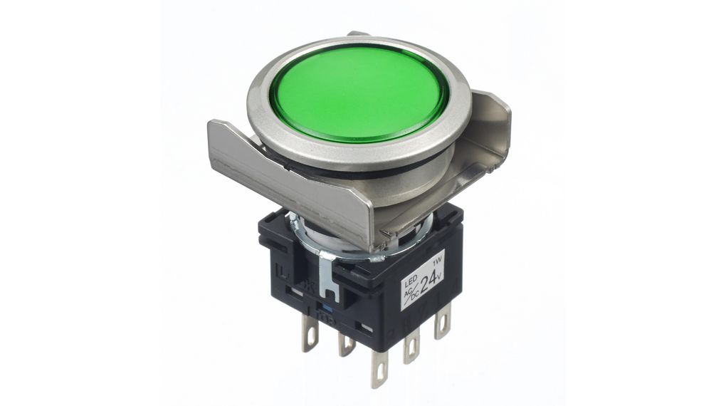 Idec, LB6MP, Panel Mount Green LED Pilot Light, 18.2 mm Cutout, IP65, Round, 24V dc