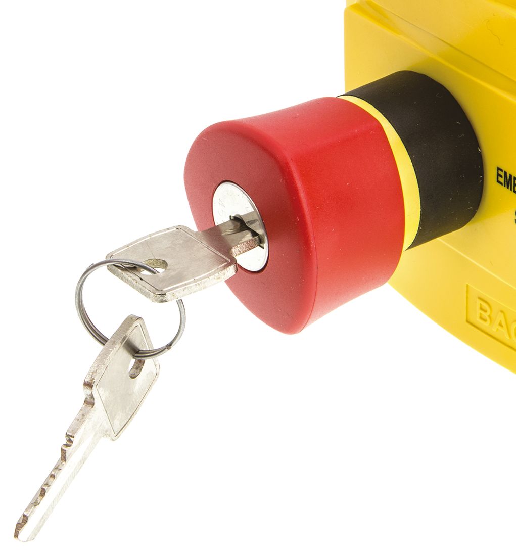 lbx11302 BACO LBX1 Series Key Release Emergency Stop Push Button, Surface Mount, 22 mm Cutout, 2 NC, IP66