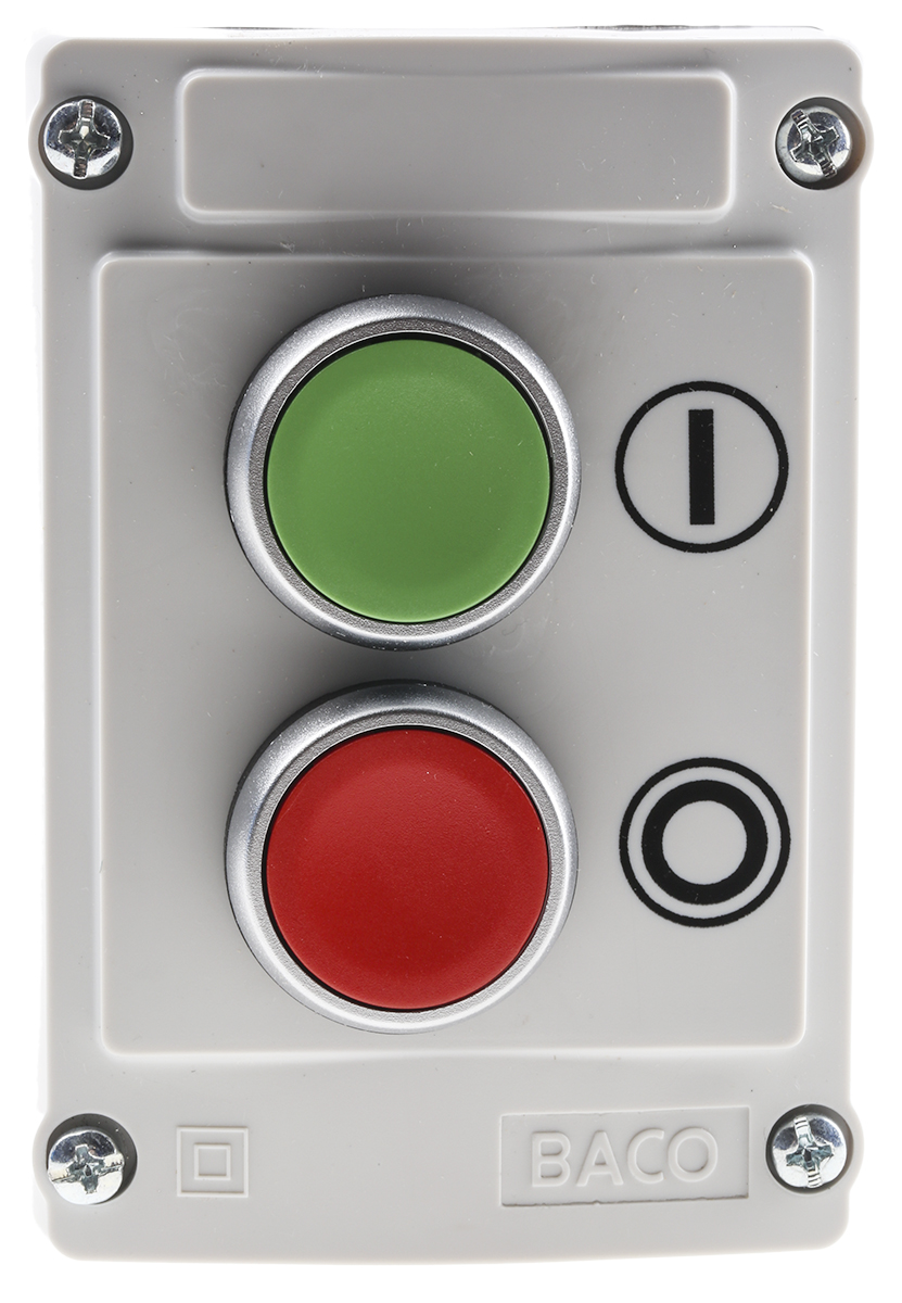 BACO Spring Return Control Station Switch - SPDT, Plastic, Red, Green, IP66