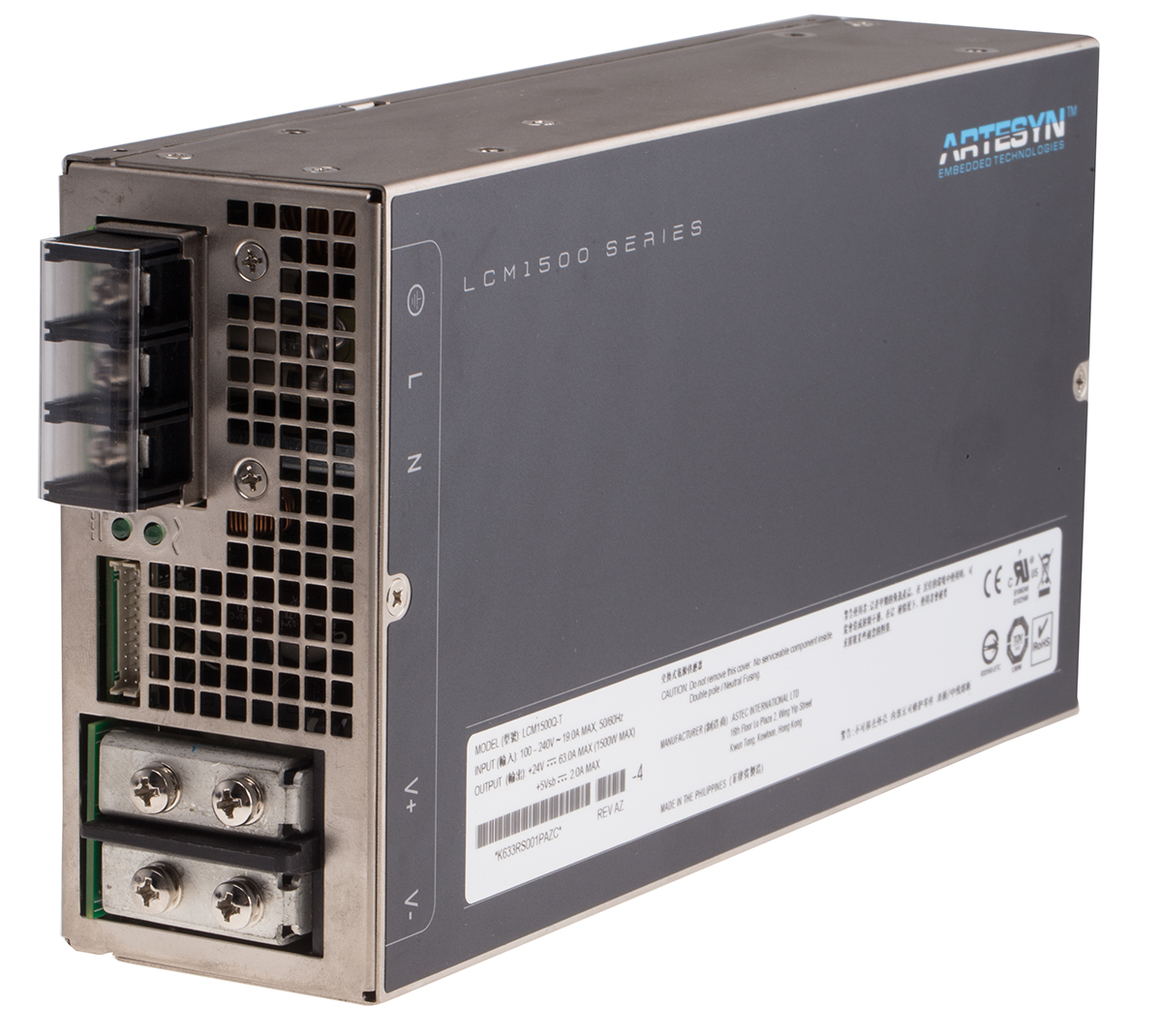 Artesyn Switching Power Supply, LCM1500Q-T-4 24V dc, 67A, 1.5 kW, Input 90V ac to  264V ac