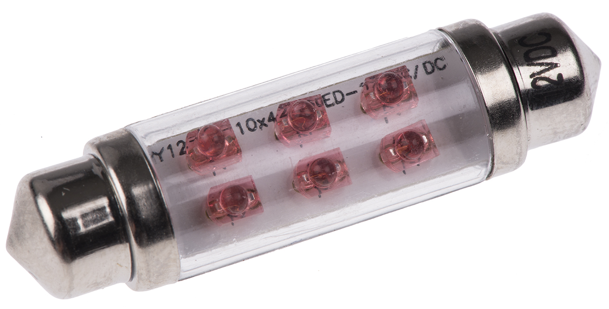 JKL Components LE-0603 LED Car Bulb, Red, Festoon shape