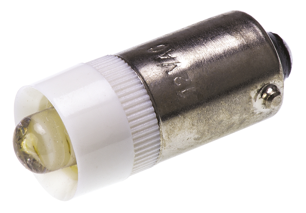 JKL Components White Indicator Lamp, BA9 Base, 9.6 mm Diameter