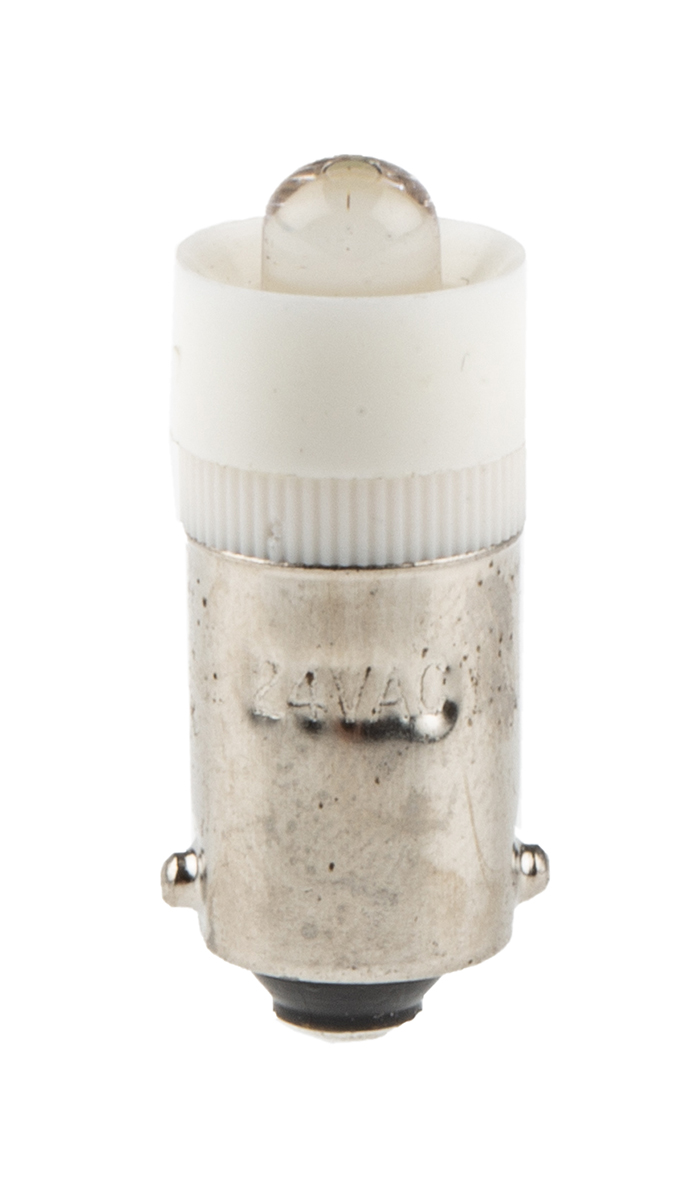 JKL Components White Indicator Lamp, 24V ac/dc, BA9 Base, 9.6 mm Diameter