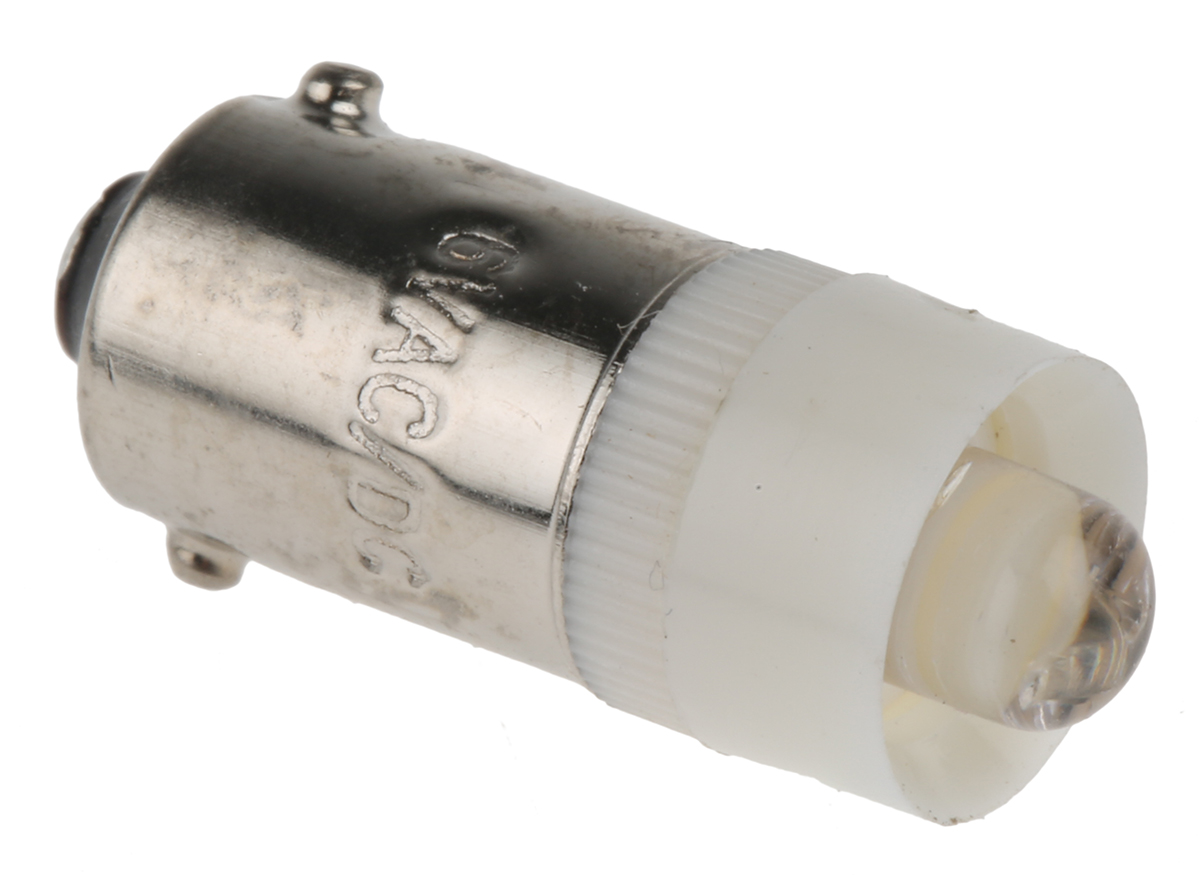 JKL Components White Indicator Lamp, BA9 Base, 9.6 mm Diameter