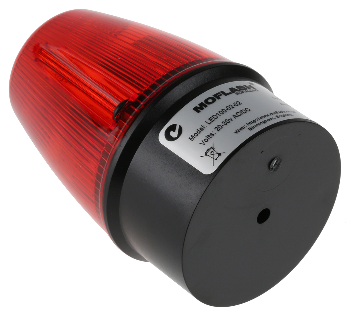 led100-02-02 Moflash LED100 Series Red Steady, Flashing Beacon 17V, LED Bulb Surface, IP65
