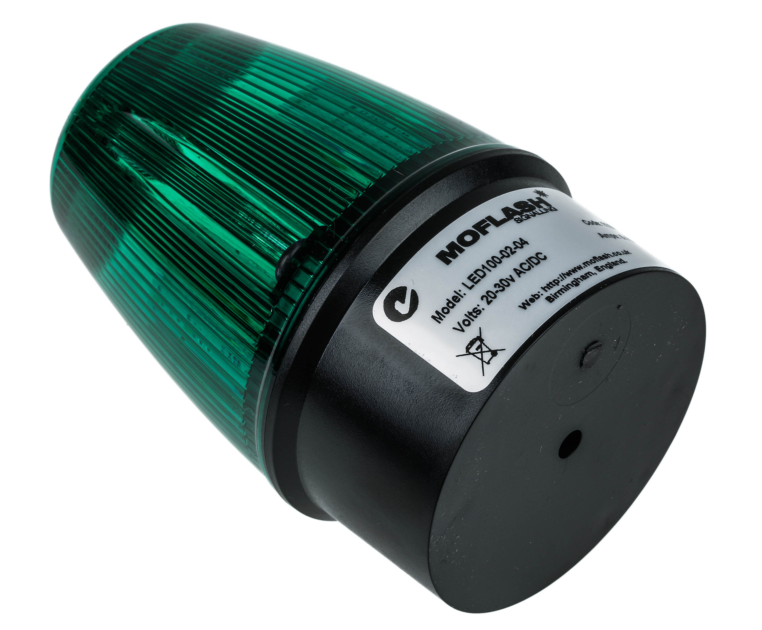 led100-02-04 Moflash LED100 Series Green Flashing Beacon 17V ac/dc, LED Bulb Surface, IP65