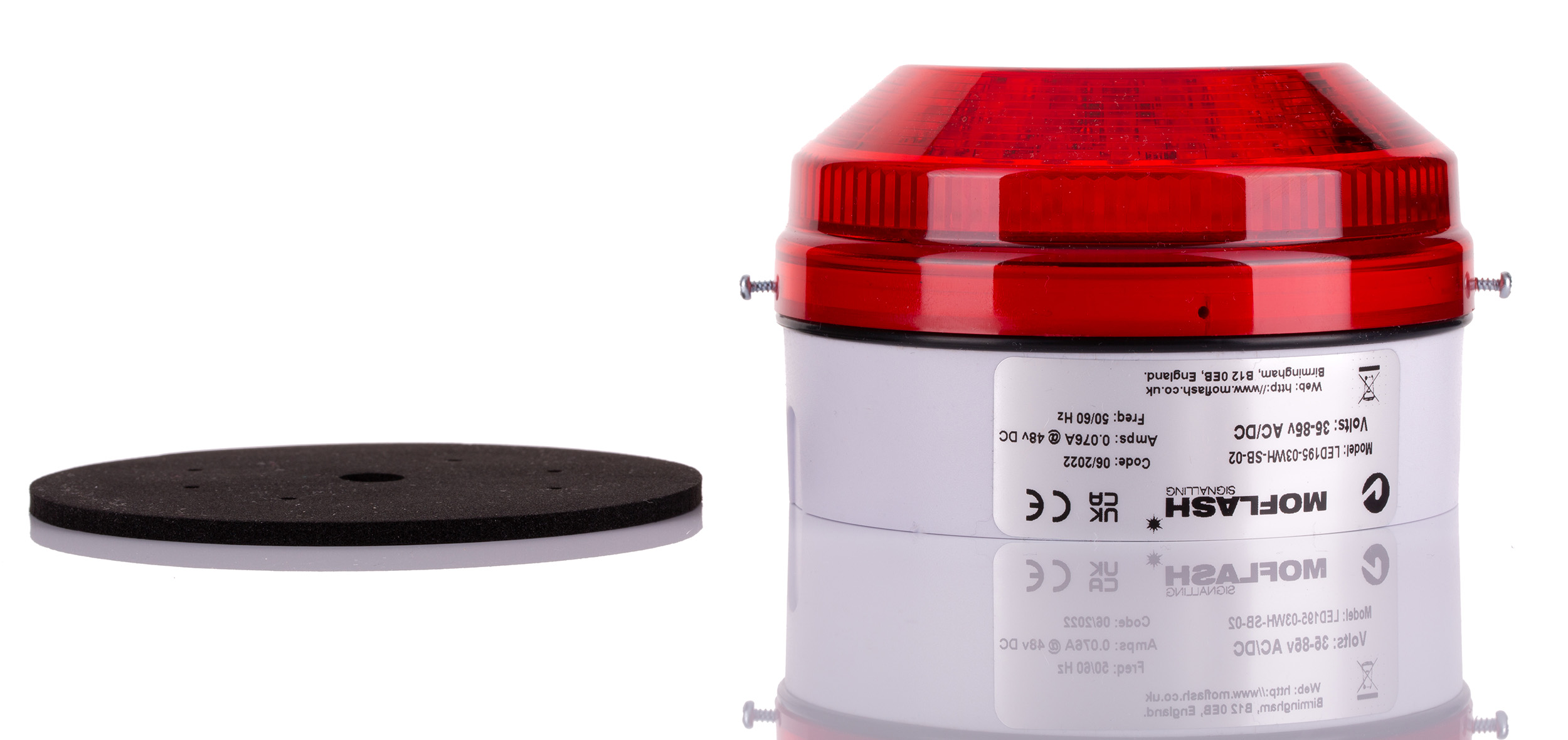Moflash LED195 Series Red Flashing, Steady Beacon 48V ac/dc, LED Bulb Rear, IP65