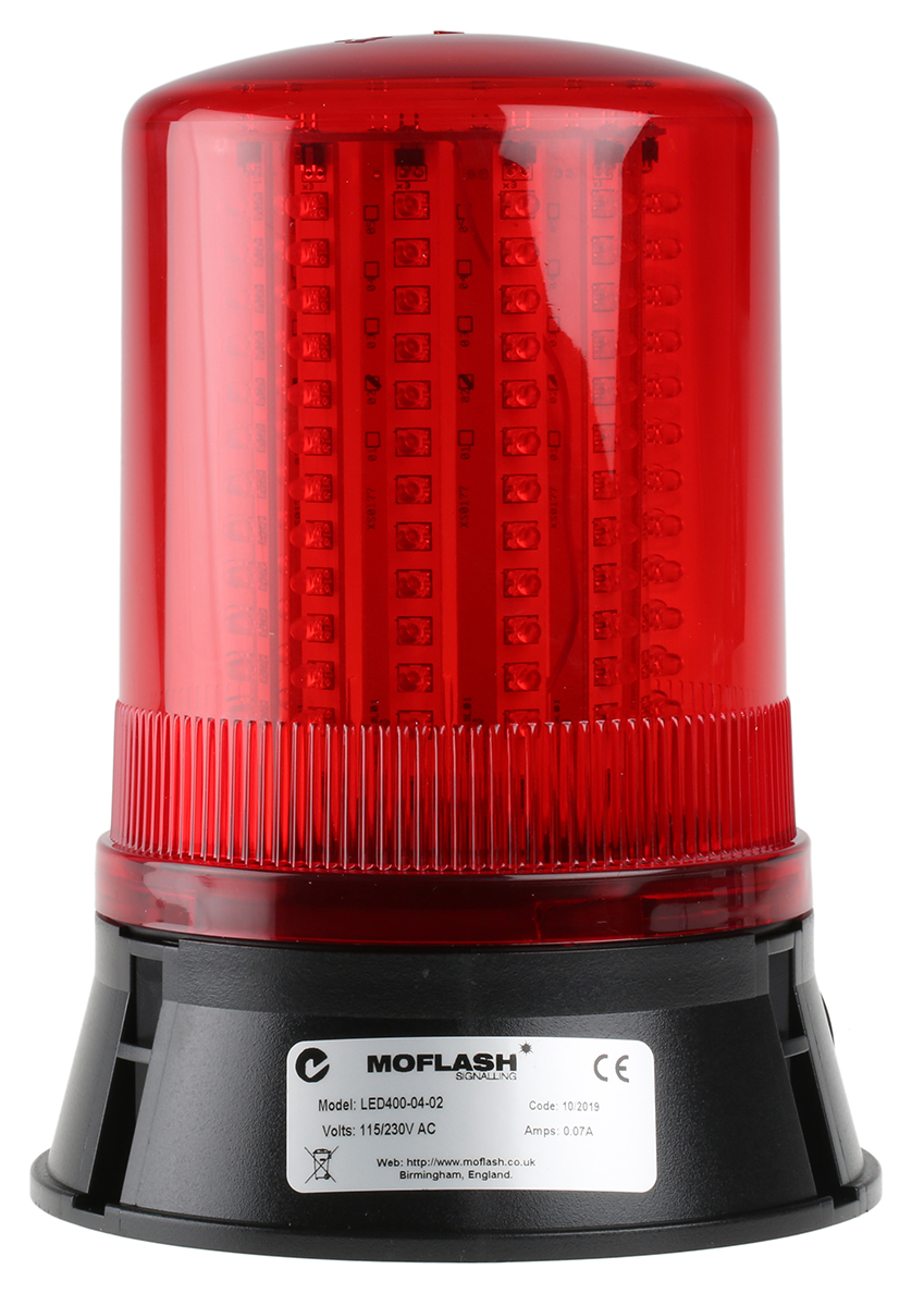 led400-04-02rs Moflash LED400 Series Red Flashing, Rotating, Steady Beacon 24V, LED Bulb Surface, IP67