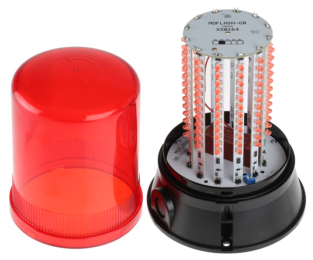 led400-04-02rs Moflash LED400 Series Red Flashing, Rotating, Steady Beacon 24V, LED Bulb Surface, IP67