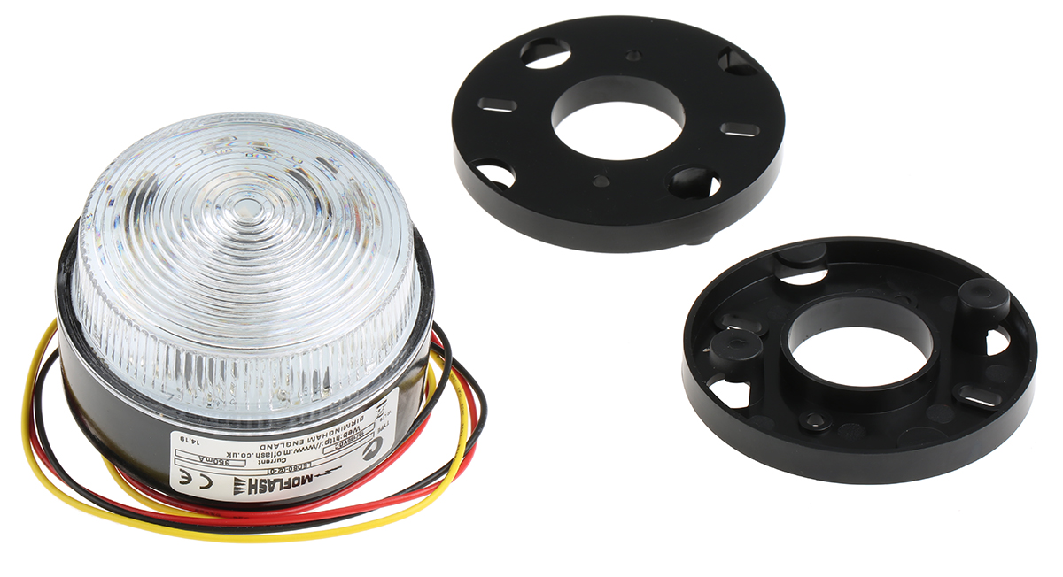 led80-02-01 Moflash LED80 ECO Series Amber Flashing, Steady Beacon 100V, LED Bulb Conduit, Stud Mount, Surface Mount, Wall, IP67