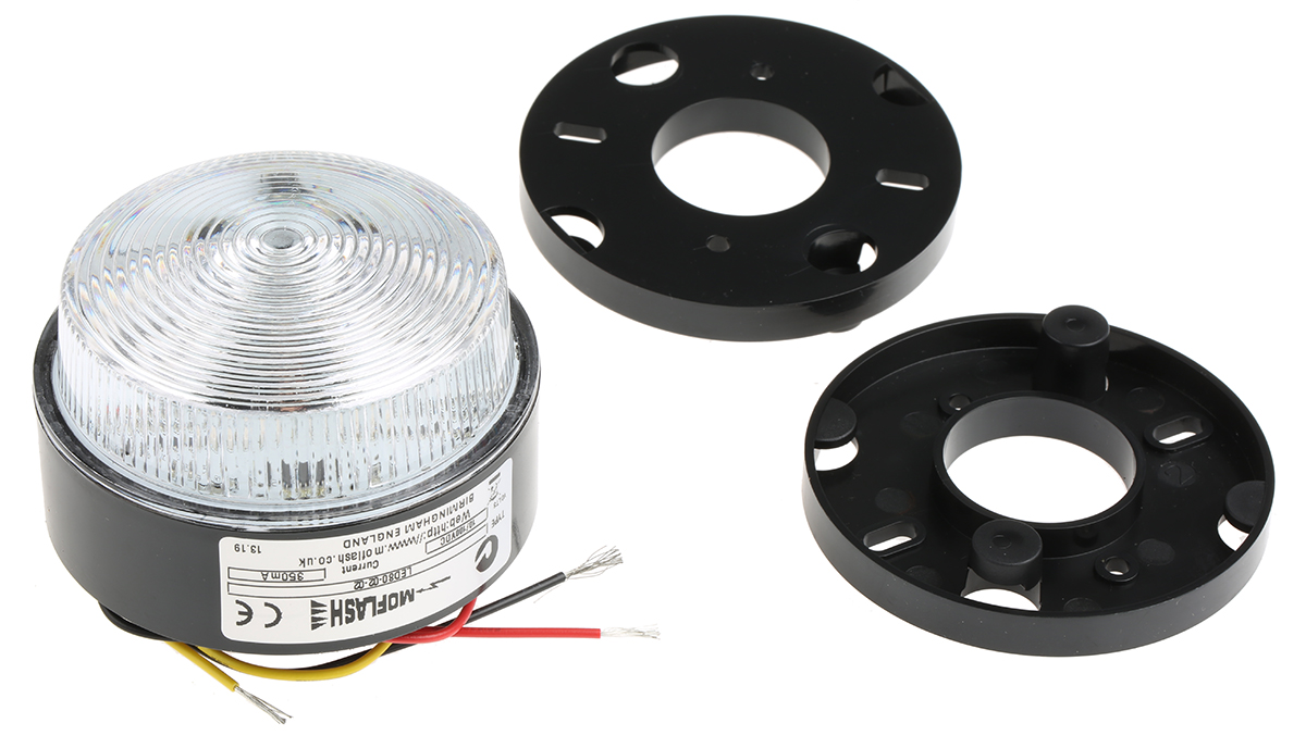 led80-02-02 Moflash LED80 ECO Series Red Steady, Flashing Beacon 230V, LED Bulb Stud Mount, Surface Mount, Wall, Conduit, IP67