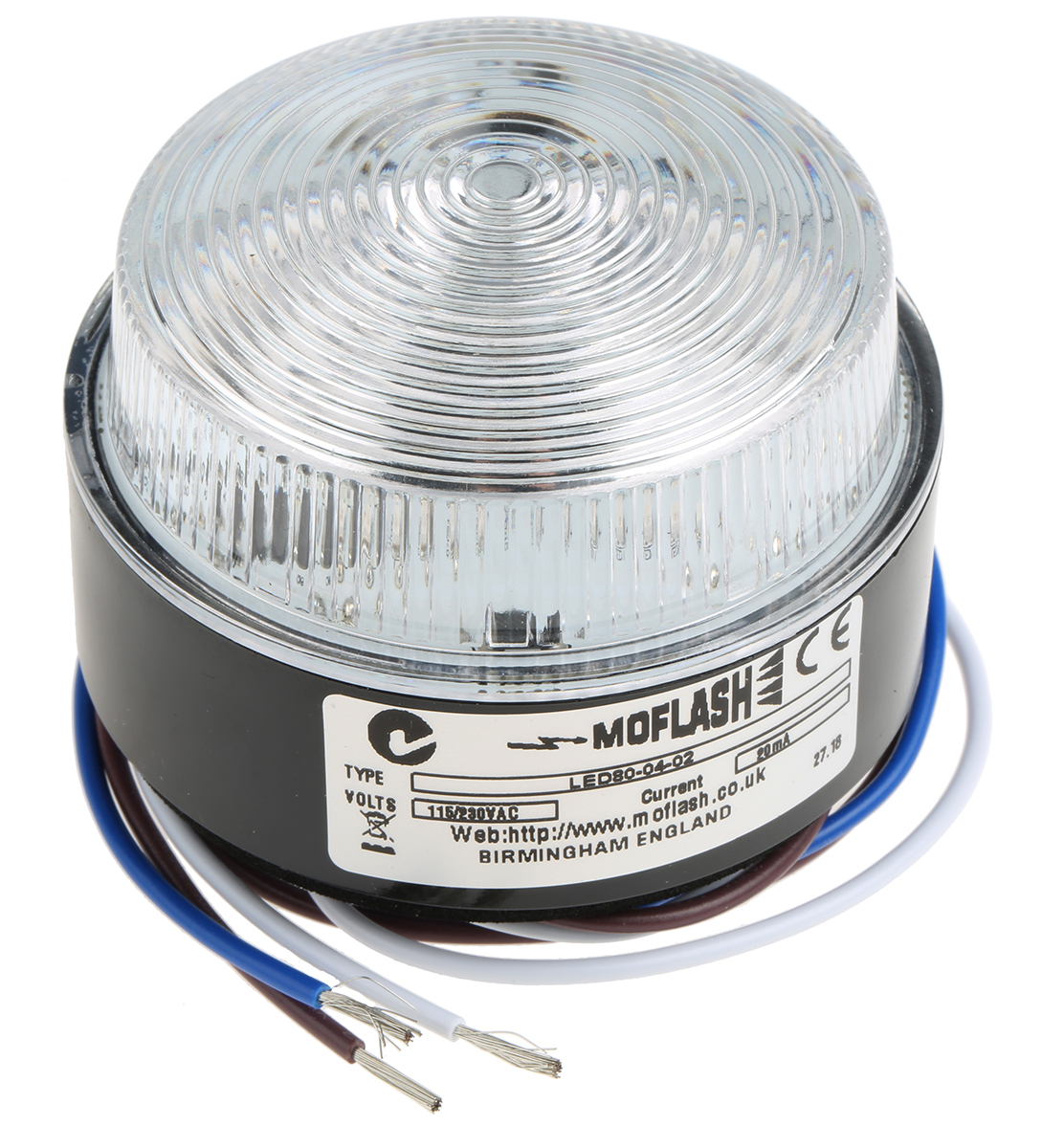 Moflash LED80 ECO Series Red Flashing, Steady Beacon 230V, LED Bulb Conduit, Stud Mount, Surface, IP67