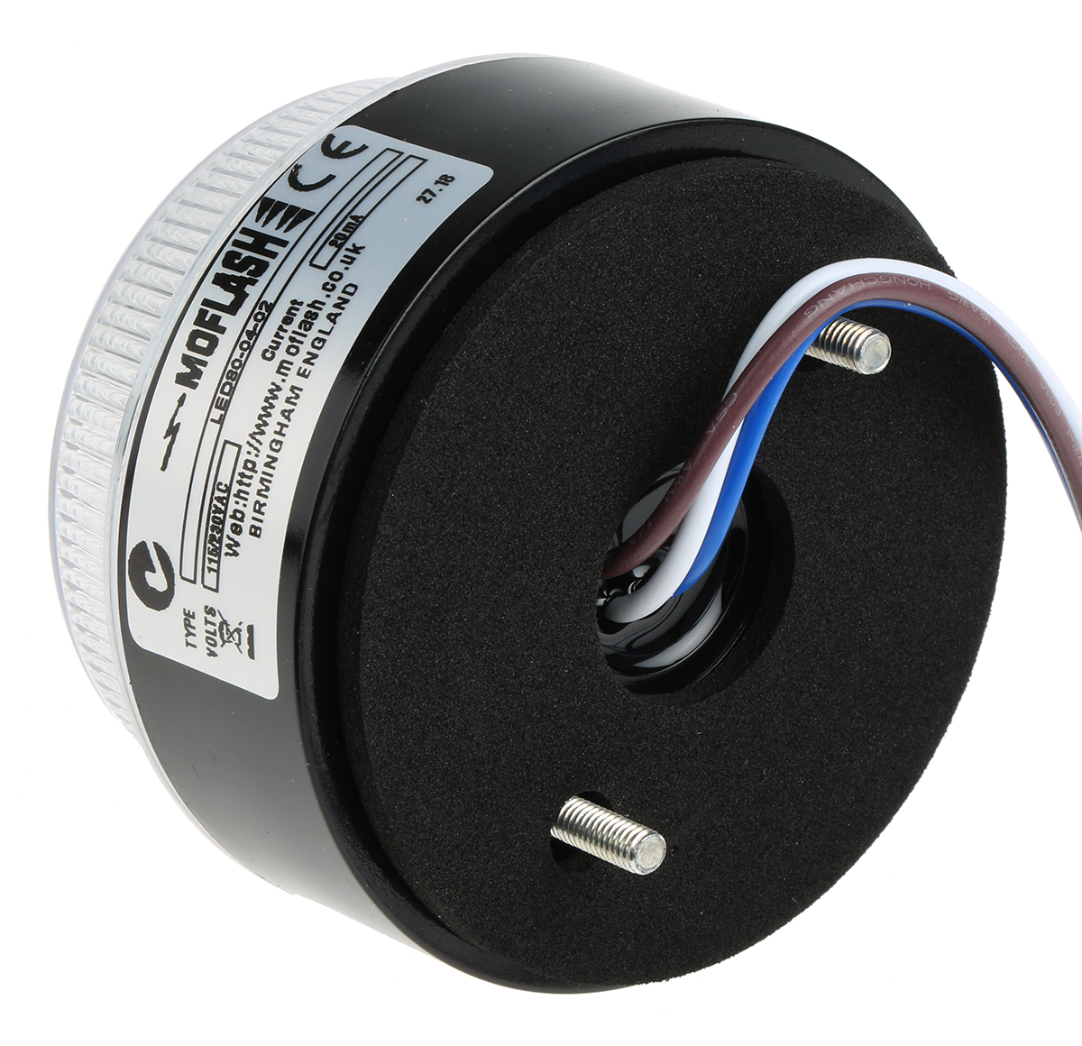 led80-04-02 Moflash LED80 ECO Series Red Flashing, Steady Beacon 230V, LED Bulb Conduit, Stud Mount, Surface, IP67