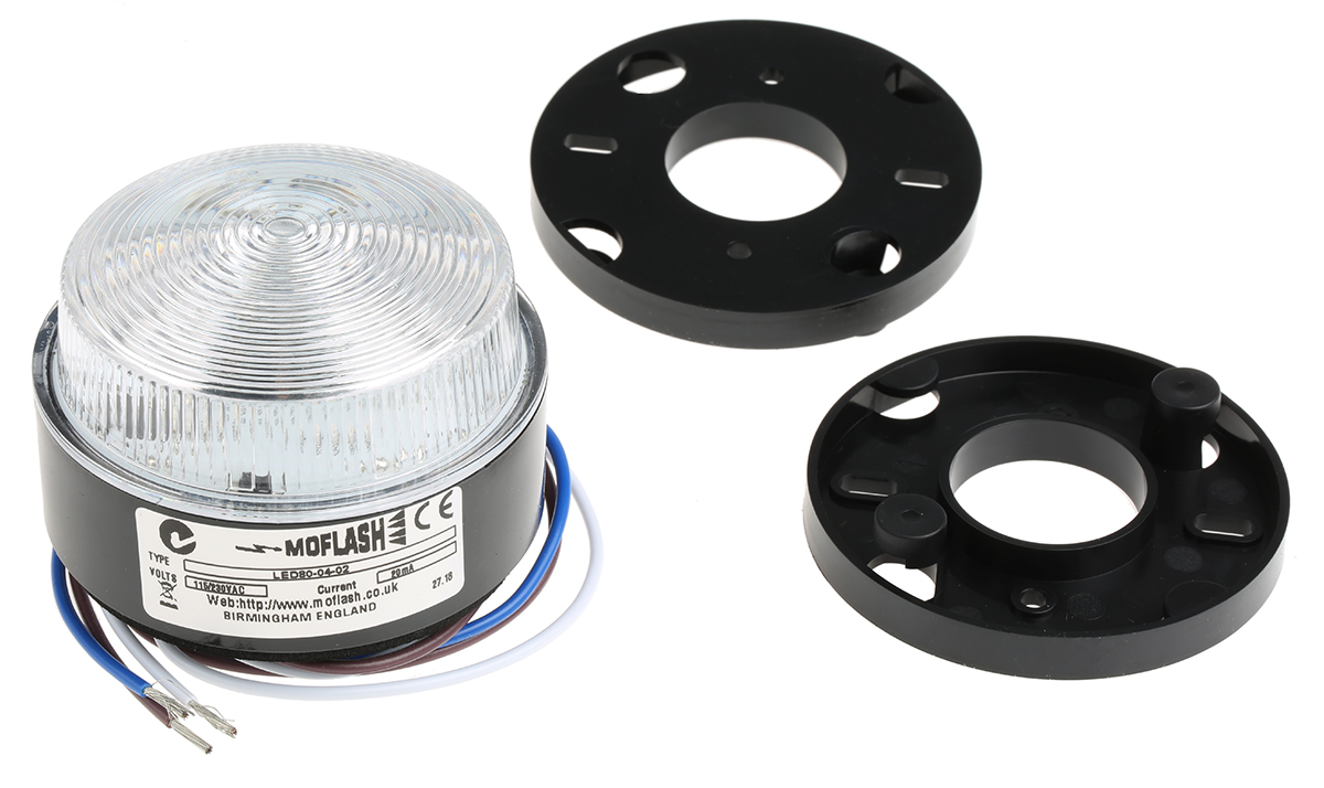 led80-04-02 Moflash LED80 ECO Series Red Flashing, Steady Beacon 230V, LED Bulb Conduit, Stud Mount, Surface, IP67