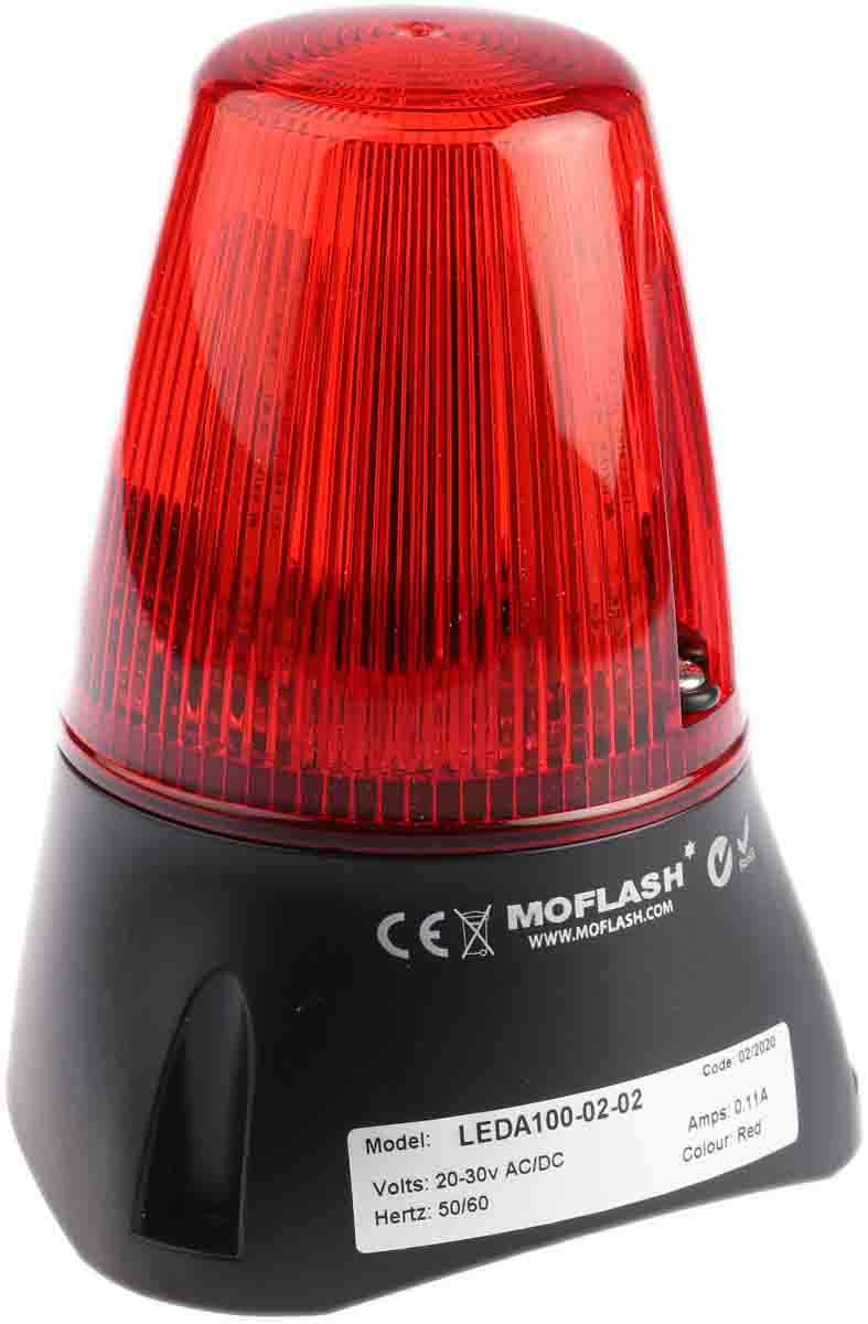 Moflash LEDA100 Series Red Beacon-Buzzer Combination, IP65 30V Surface, Wall 80 dB @ 1m