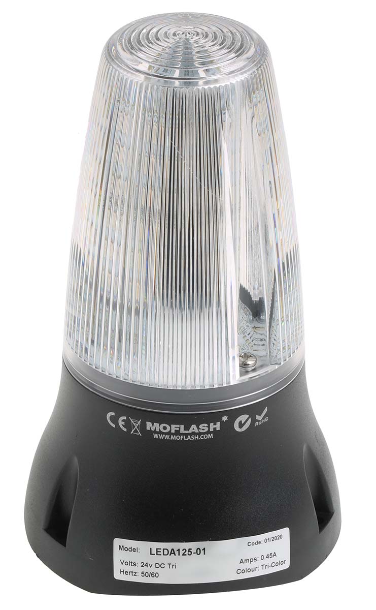 Moflash LEDA125 Series Clear Sounder-Beacon Combination, IP65 24V Wall 90 dB @ 1m