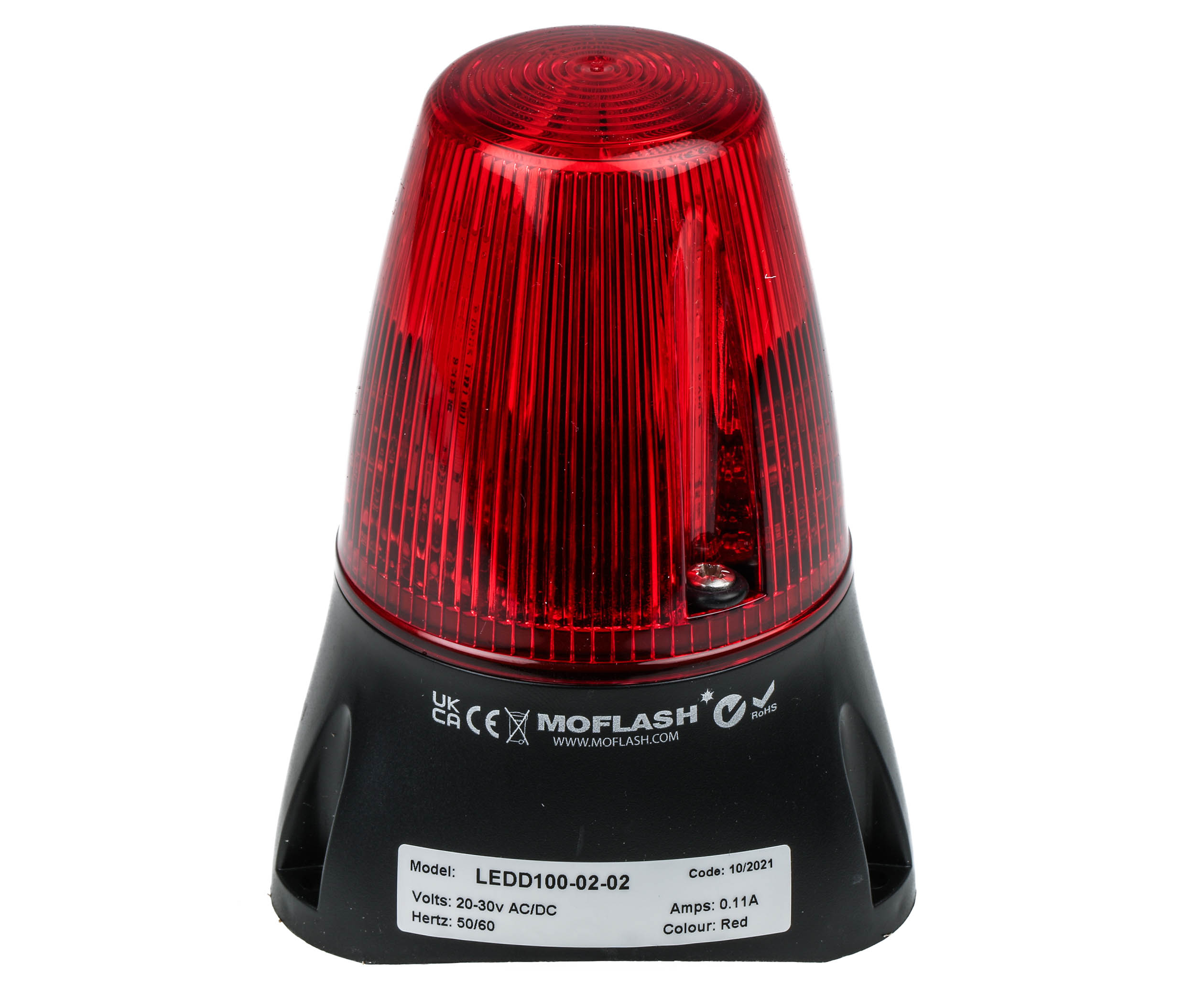 Moflash LEDD100 Series Red Flashing Beacon 230V ac/dc, LED Bulb Surface, IP65