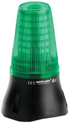 Moflash LEDD125 Series Green Flashing, Steady Beacon 280V ac, LED Bulb Wall, Surface, IP65