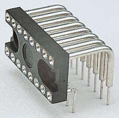 E-TEC, LEH/LEV 2.54 mm Pitch Right Angle 20 Way, Through Hole Turned Pin Closed Frame DIL Socket
