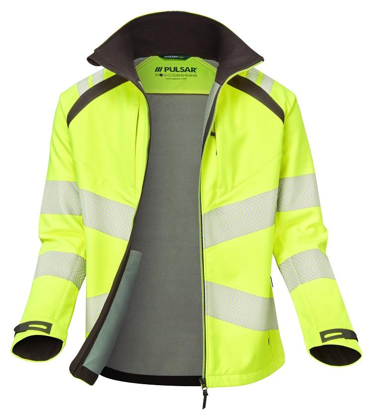 lfe915-l PULSAR LFE915 Yellow Men's Hi Vis Softshell Jacket, L